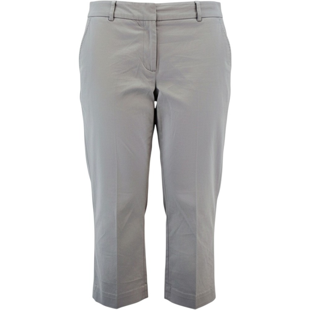 Talbots Signature Pants Womens 12P Gray Cropped Cotton Stretch Career Trousers